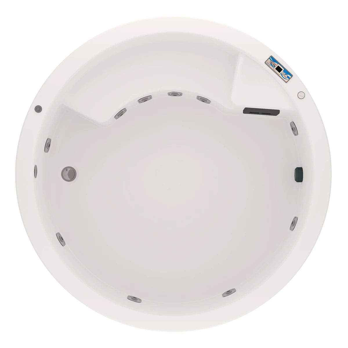 vista superior del spa NEPTUNO para 2 personas, jacuzzi redondo con sistema de masaje y asientos integrados