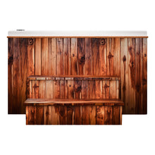 faldón exterior del spa OASIS en acabado madera teca; jacuzzi familiar ideal para terrazas o jardines modernos