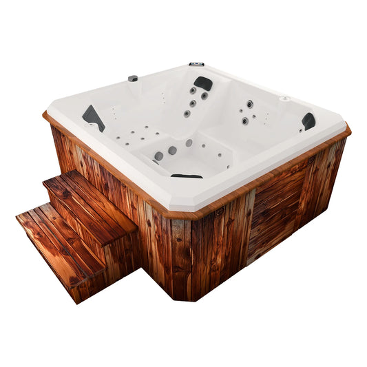 jacuzzi spa OCEAN para 5 adultos y 1 niño, sistema de hidromasaje premium con diseño moderno, ideal para jardines, rooftops o terrazas