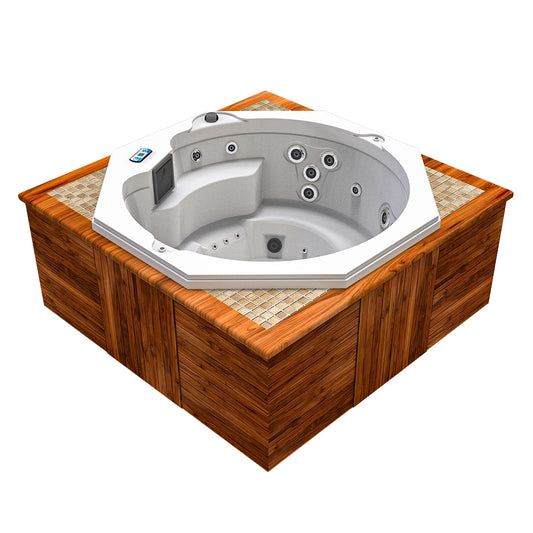 spa OCTAGÓN para 4 adultos y 1 niño con jets de masaje estratégicos y diseño envolvente para exteriores residenciales