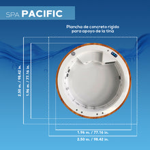 ficha técnica del spa PACIFIC con medidas exactas para instalación en patios, jardines o terrazas