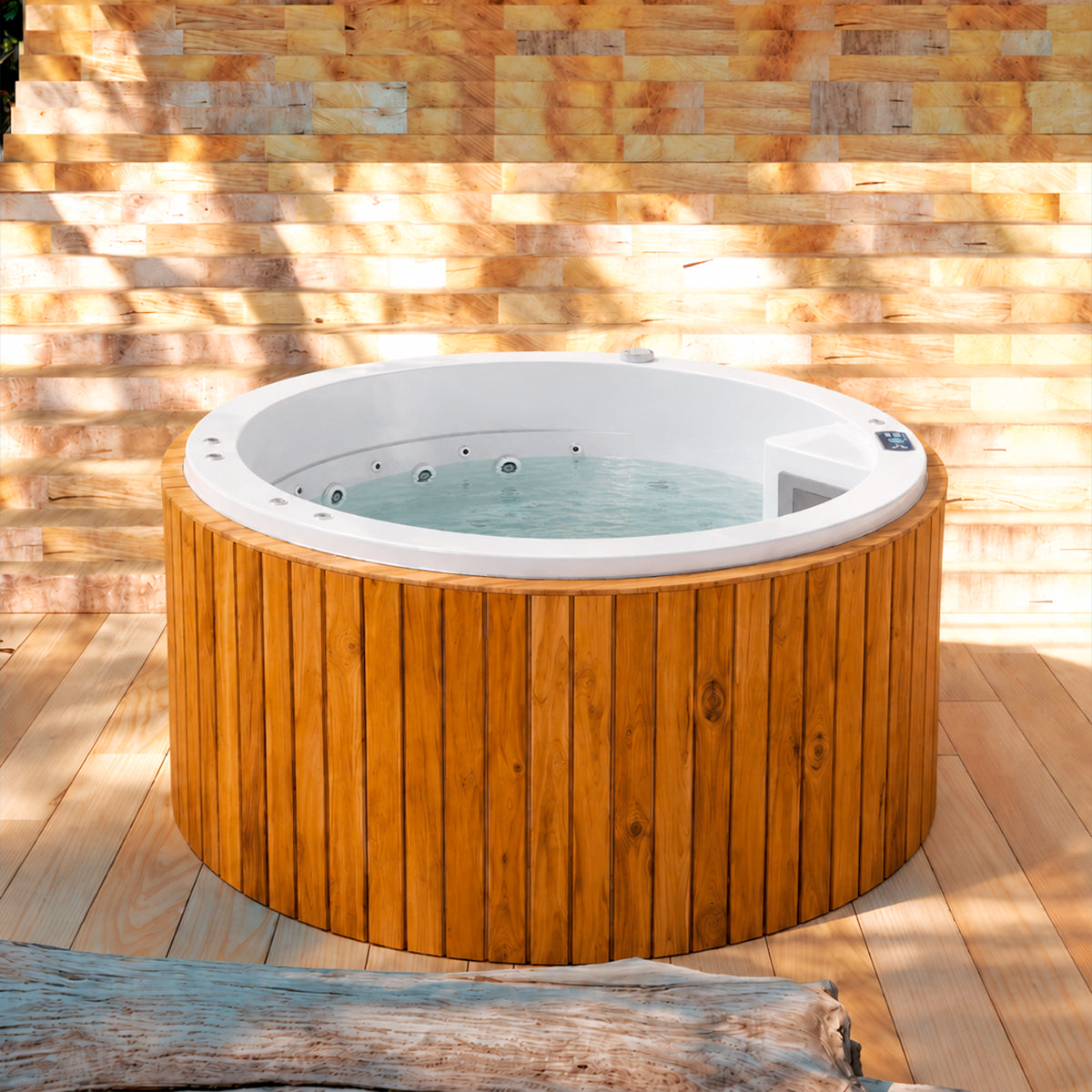 jacuzzi spa PACIFIC instalado en jardín moderno, ideal para relajación al aire libre