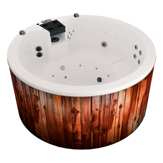 spa PARADISE redondo para 6 personas, jets de masaje envolvente, cromoterapia y diseño compacto para exteriores modernos