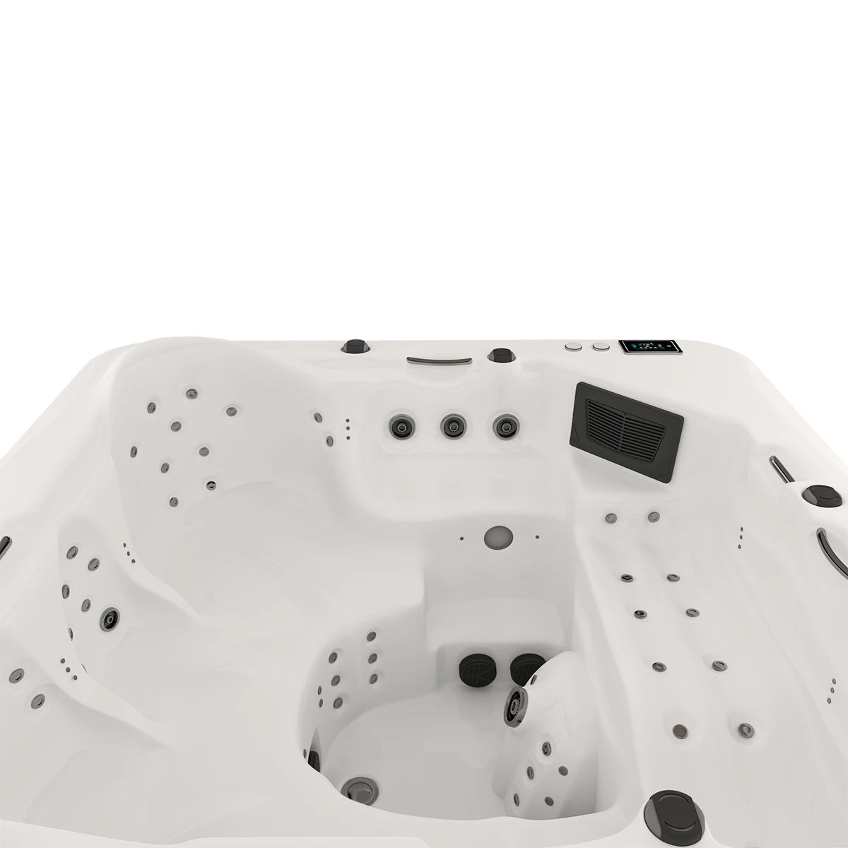 detalle de jets de masaje del spa VELAS, combinación de jets direccionales y mini jets lumbares para terapia de relajación y masaje corporal completo