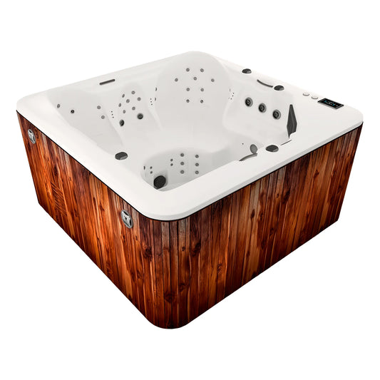 jacuzzi spa VELAS para 6 personas con sistema de hidromasaje, control digital y jets de masaje; ideal para jardín, terraza, rooftop o proyectos residenciales