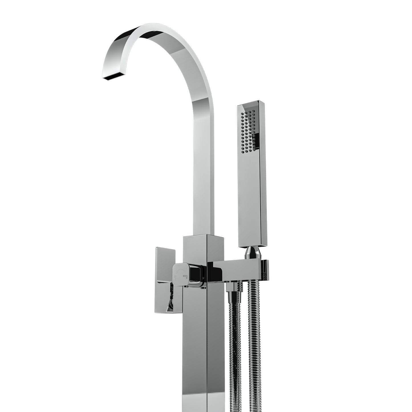 Llave de pedestal T-002 Aquaspa™ con ducha de mano | Grifería moderna para tina freestanding