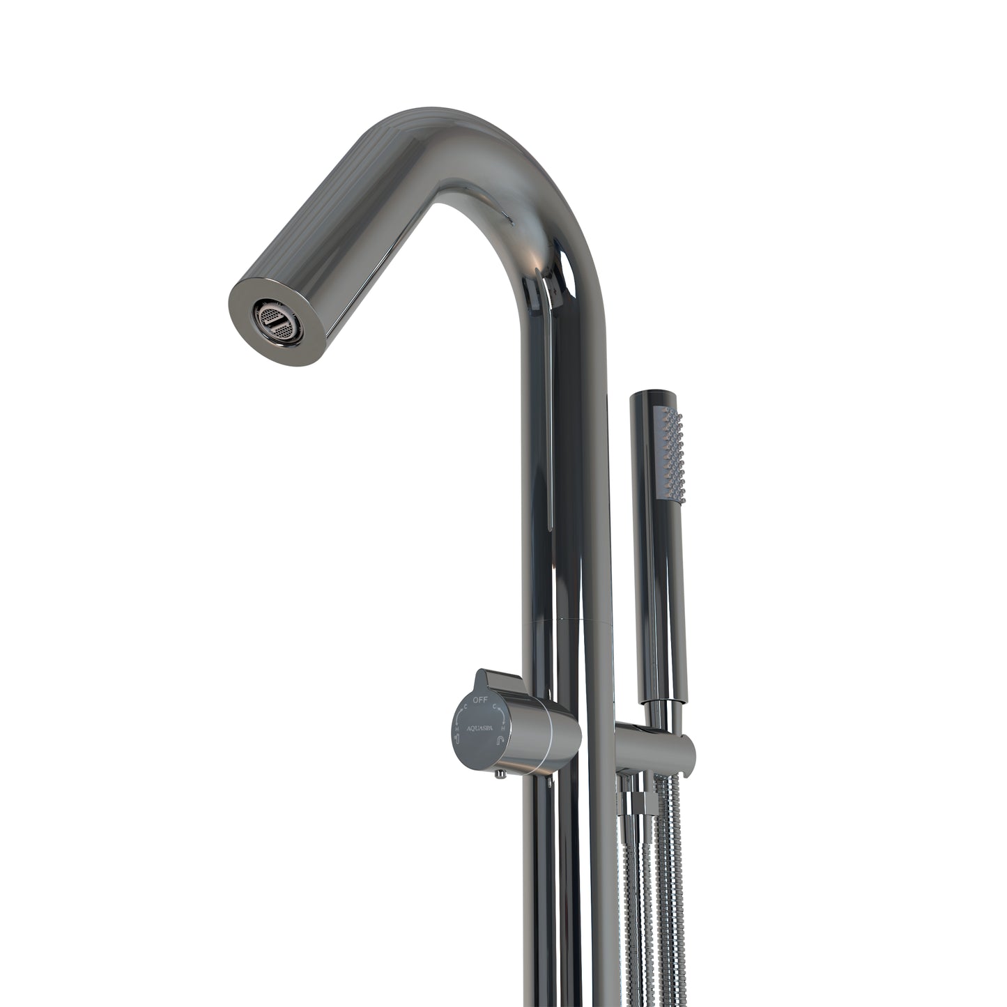 Llave de pedestal T-003 Aquaspa™ con ducha de mano | Grifería minimalista para tina freestanding