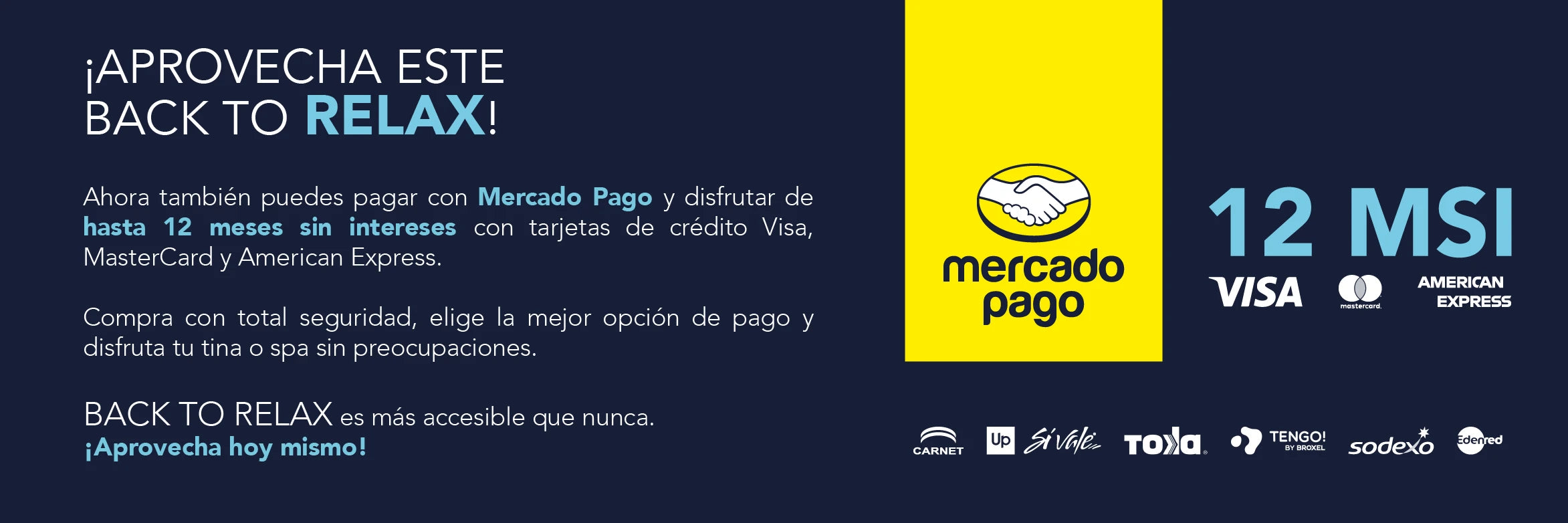 Back to Relax agosto 2025 - Compra con hasta 12 meses sin intereses con Mercado Pago - TotalSpa