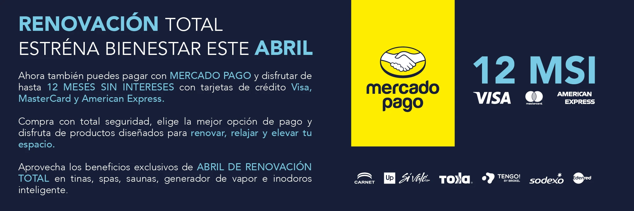 Abril con meses sin intereses con todas las tarjetas de crédito sólo en totalspa