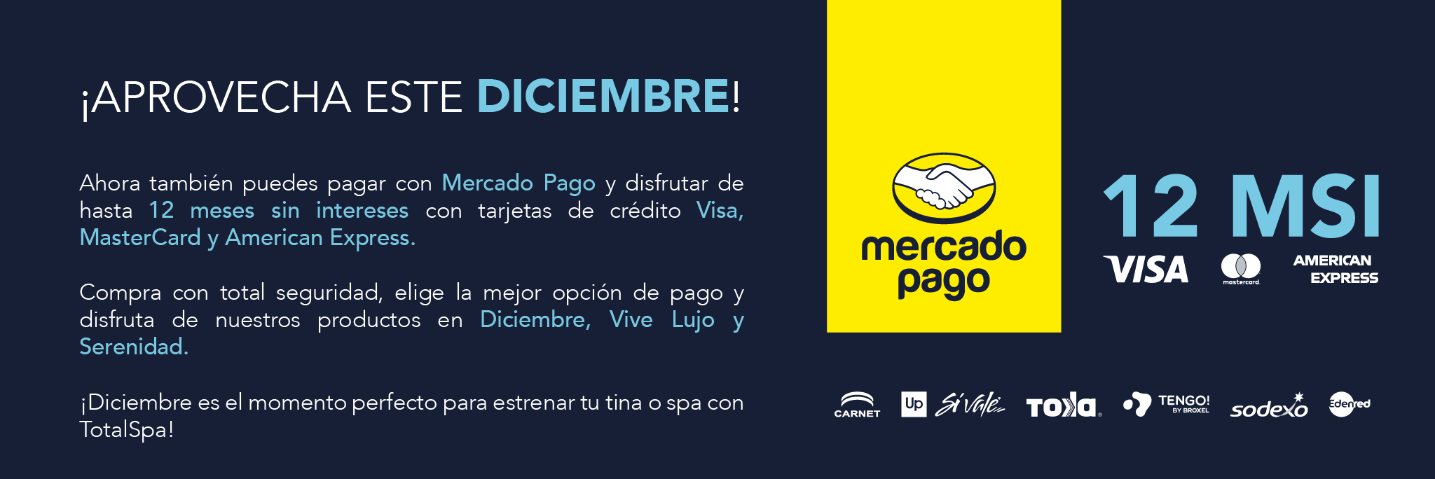 diciembre con meses sin intereses con todas las tarjetas de crédito totalspa