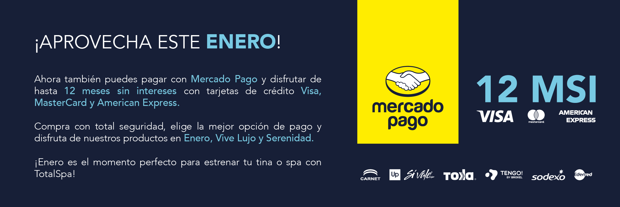 Enero con meses sin intereses con todas las tarjetas de crédito totalspa