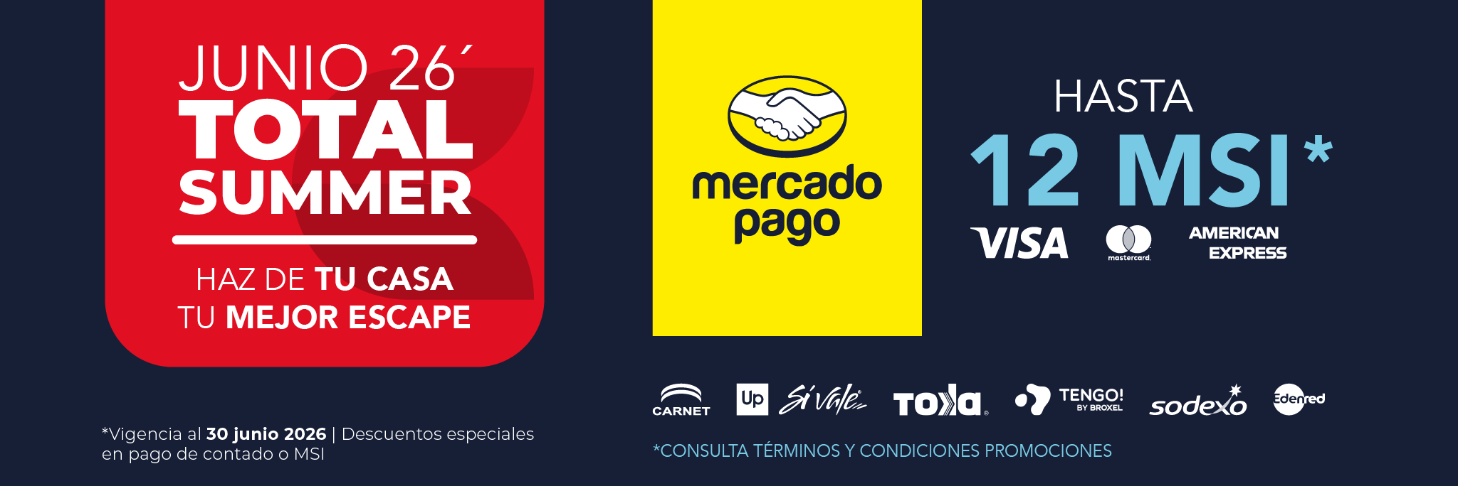 Junio con meses sin intereses con todas las tarjetas de crédito sólo en totalspa