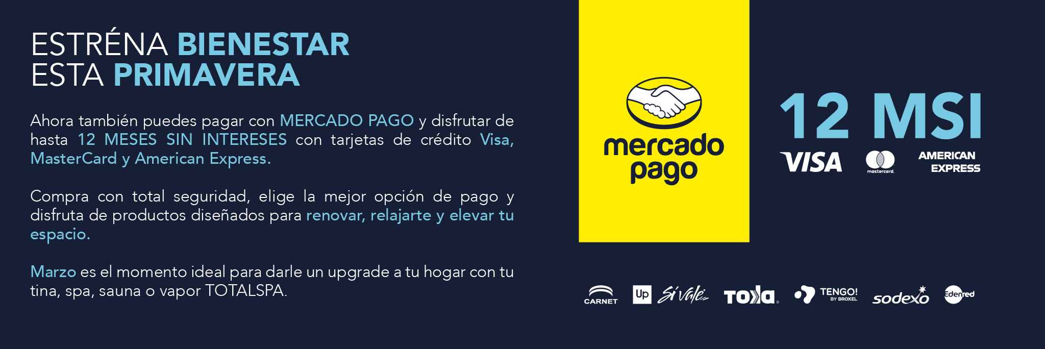Marzo con meses sin intereses con todas las tarjetas de crédito sólo en totalspa