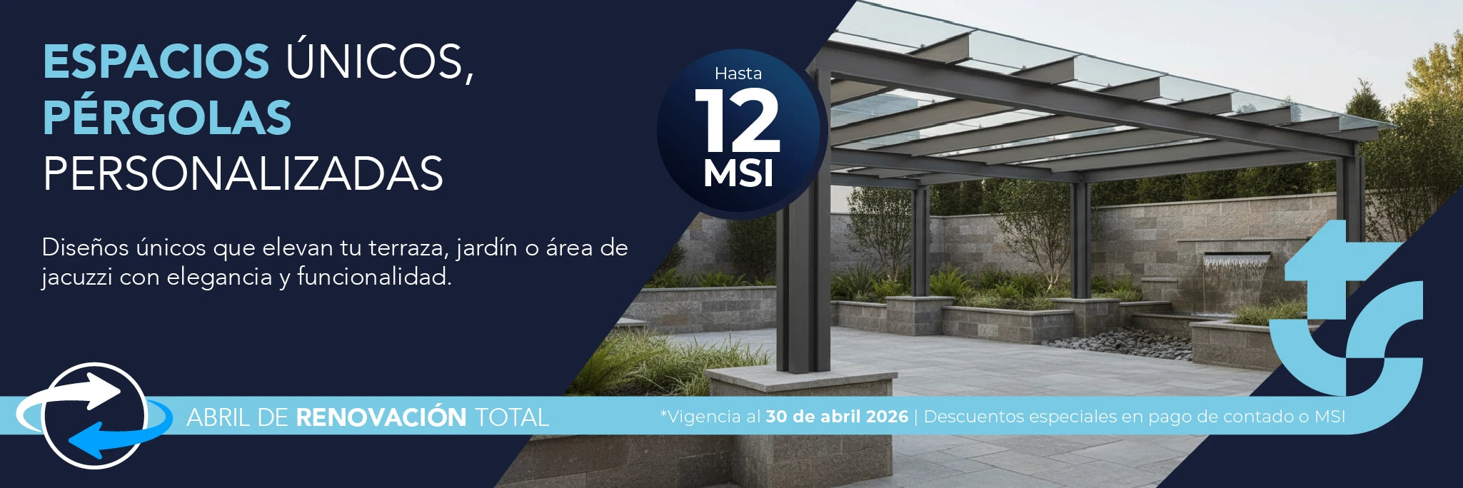 Pérgolas sobre diseño en distintos materiales en CDMX hasta con 12 meses sin intereses abril 2026