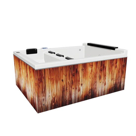 Modelado 3D del jacuzzi spa Dual Falls con sistema de choque térmico y doble zona para terapia de contraste