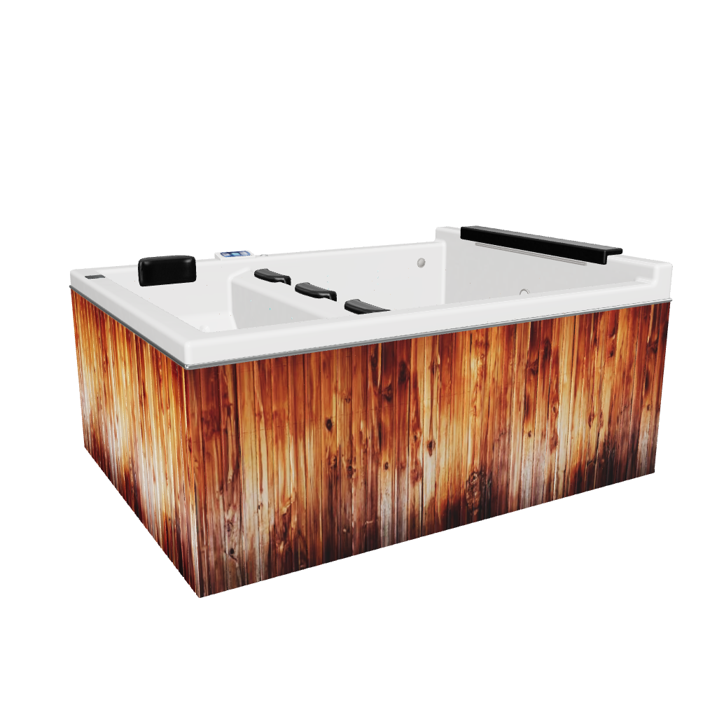 Modelado 3D del jacuzzi spa Dual Falls con sistema de choque térmico y doble zona para terapia de contraste