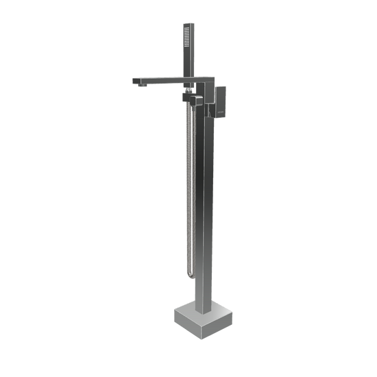 Modelado 3D de la llave de pedestal Aquaspa T-001 con ducha de mano