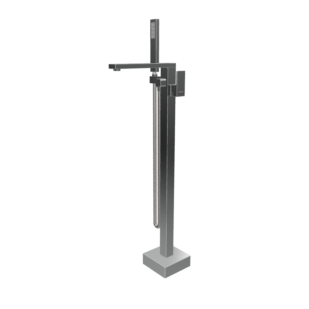 Modelado 3D de la llave de pedestal Aquaspa T-001 con ducha de mano