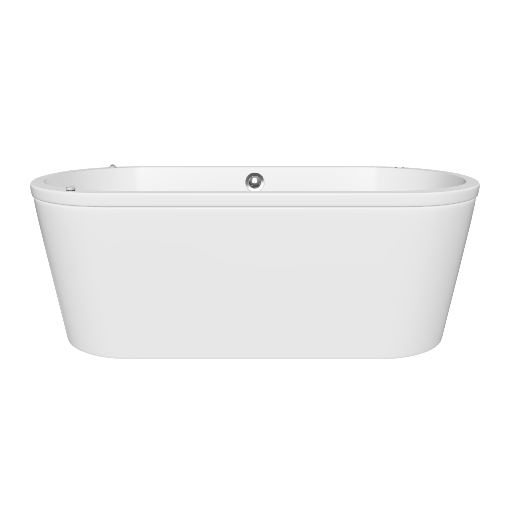 Modelado 3D de la tina freestanding 90-01 blanca, versión con hidromasaje y diseño ovalado