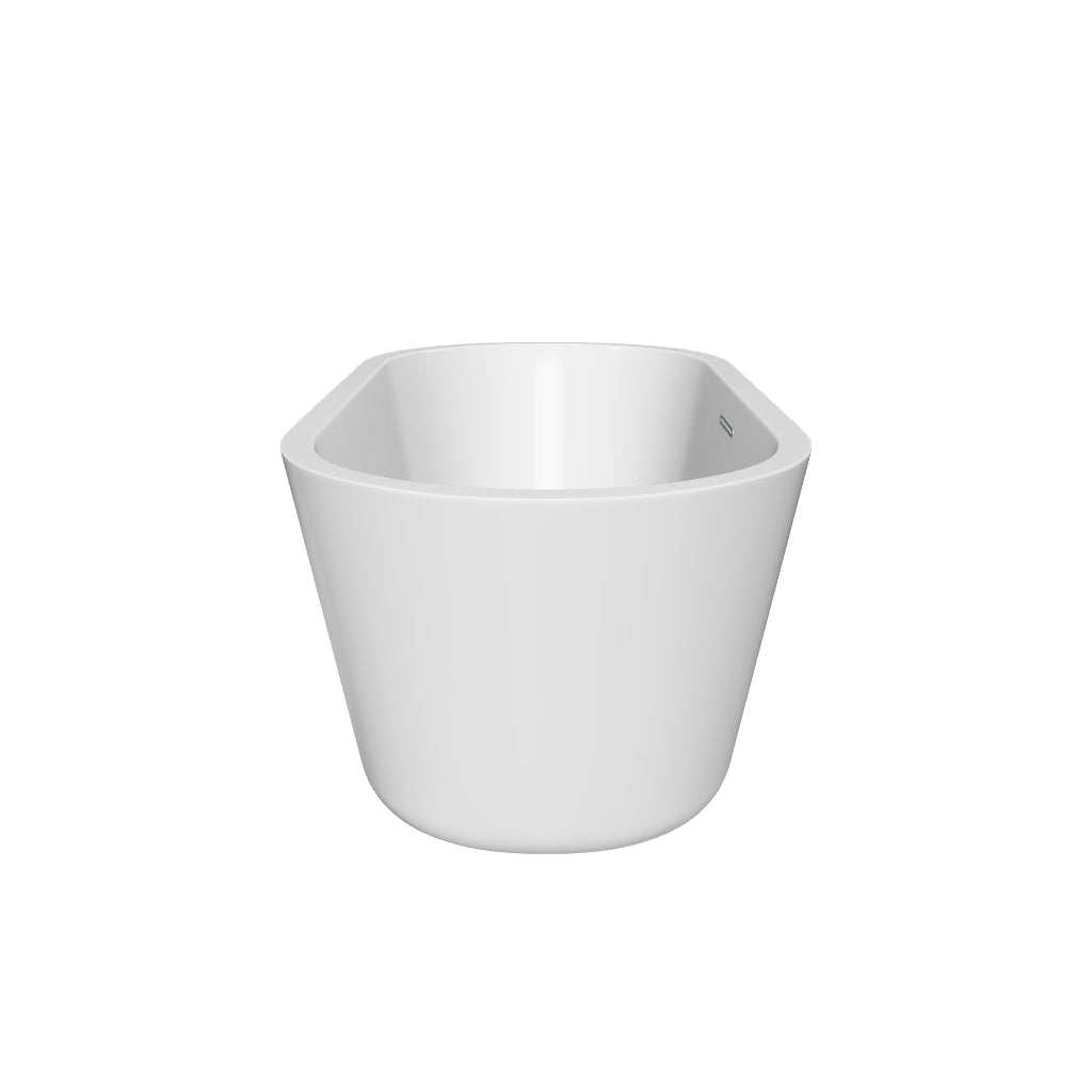 Modelado 3D de la tina freestanding 90-02 sin jets, con rebosadero y faldón ovalado