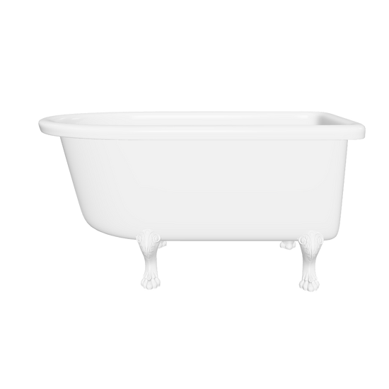 Modelado 3D de la tina Clásica blanca con patas decorativas, sin sistema de hidromasaje