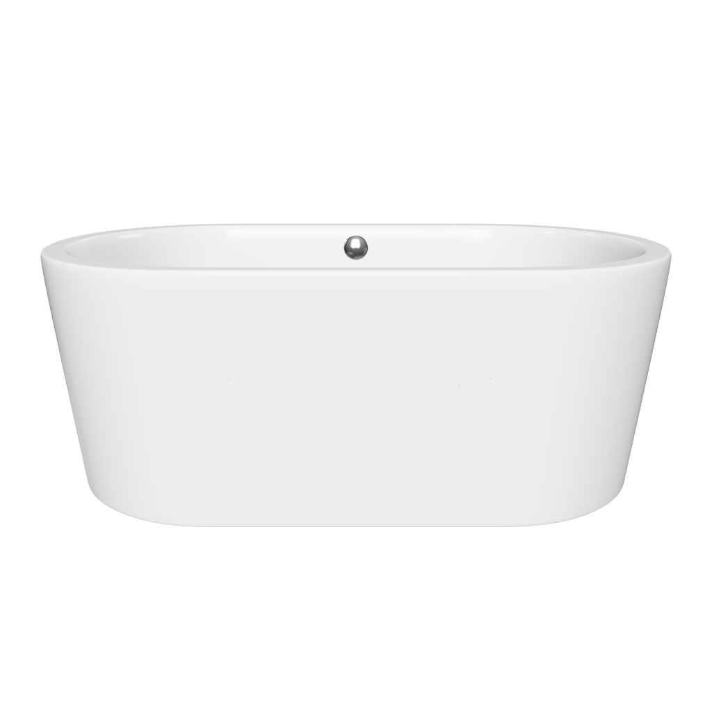 Modelado 3D de la tina freestanding F-014 blanca con jets de hidromasaje, para 2 personas