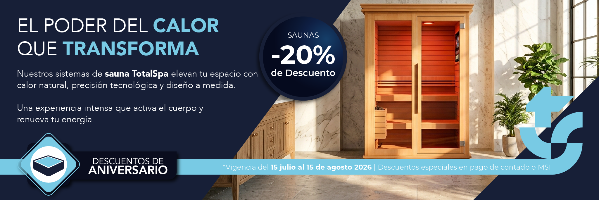 Sauna en seco de cedro rojo diferentes tamaños prediseñados en promoción en Total Spa