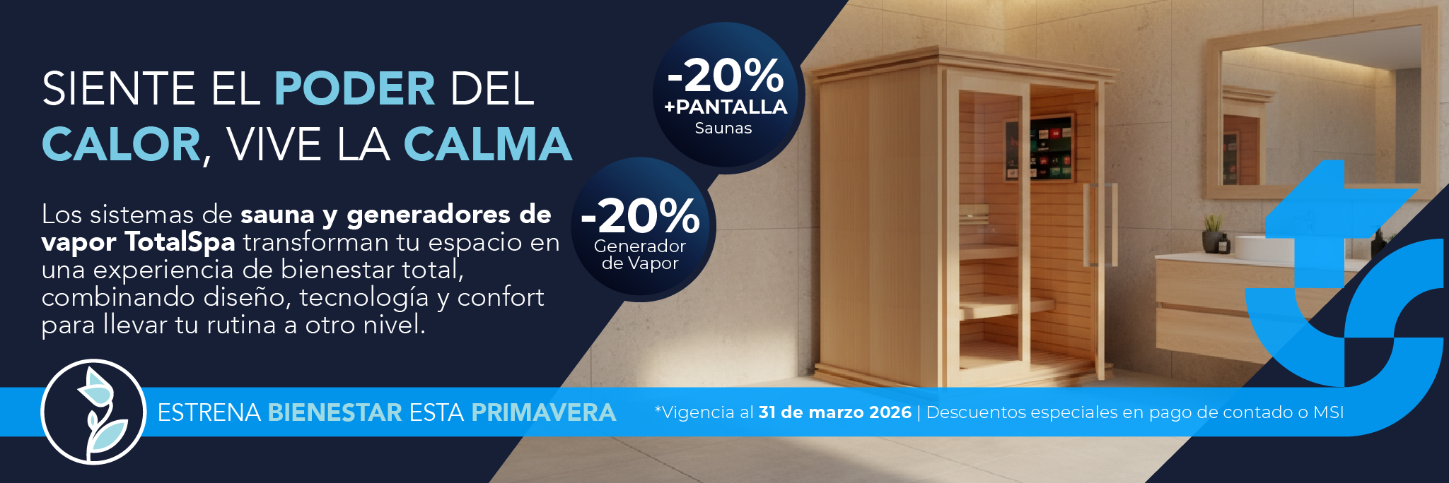 Sauna en seco y con luz infrarrojo y cromoterapia con 20% de descuento más pantalla marzo 2026