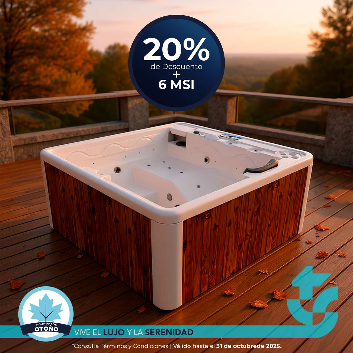 Jacuzzis y spas TotalSpa con 20% de descuento + 6 MSI en campaña Momentos de Otoño