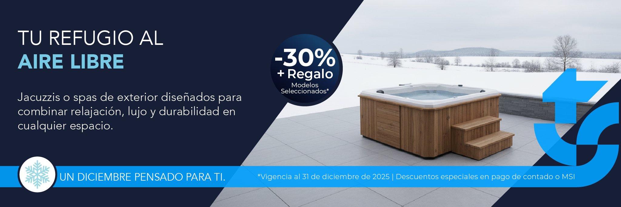 spa o jacuzzis con 30% de descuento más 1 regalo diciembre 2025