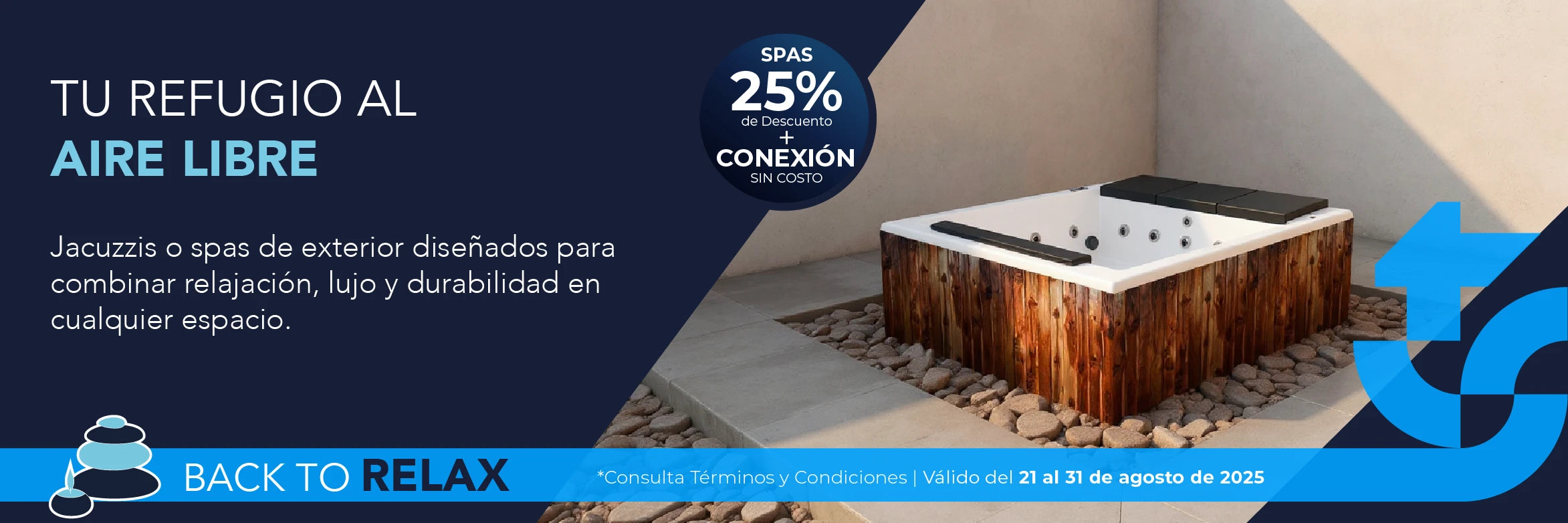 Back to relax - spas en promoción con 25% de descuento + conexión sin costo - totalspa