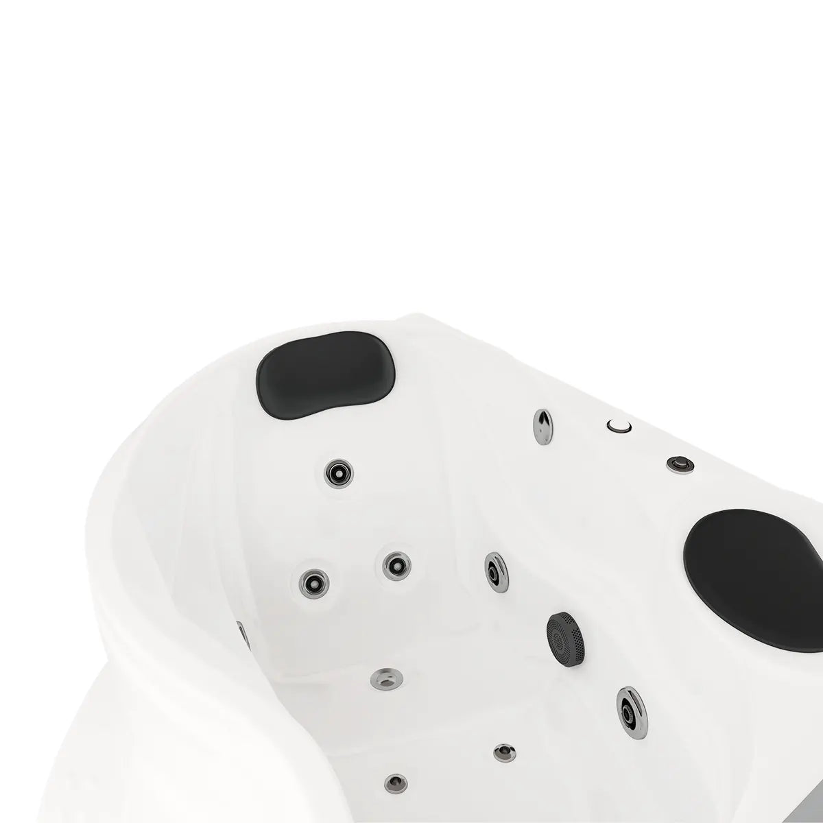 Detalle del acrílico de exportación y acabado brillante de la tina esquinera 01-01 TotalSpa™, con aislamiento térmico de poliuretano.