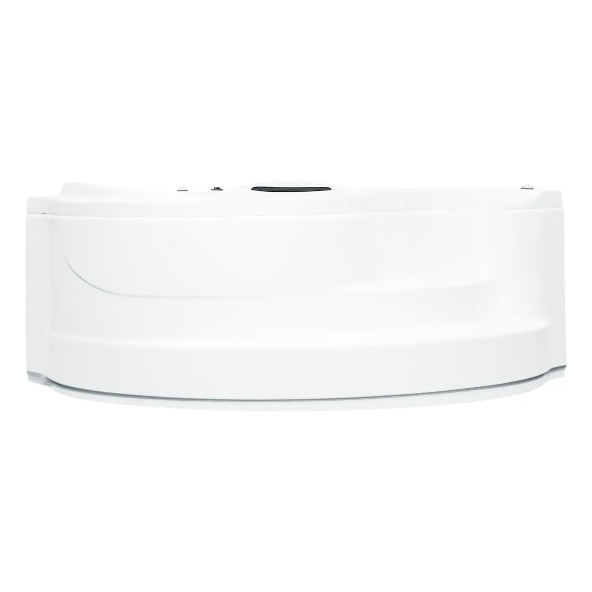 Vista lateral de la tina esquinera 01-01 TotalSpa™ con faldón y doble escalón frontal, diseñada para acceso cómodo y seguro.