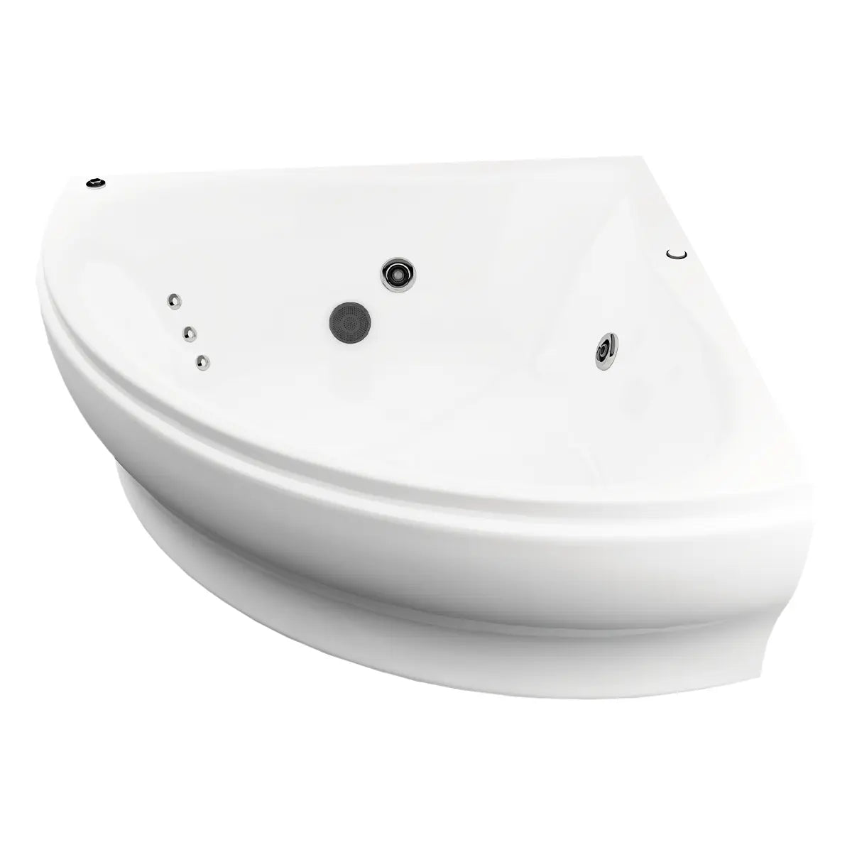 Perspectiva izquierda de la tina esquinera 30-01 TotalSpa™ con faldón, ideal para baños modernos y espacios amplios.
