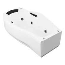 Perspectiva derecha de la tina esquinera Milenium Emporium TotalSpa™ con faldón lateral, diseño moderno de líneas suaves y elegantes.