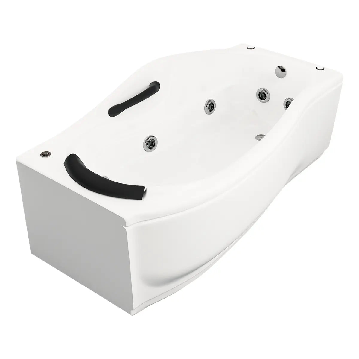 Perspectiva izquierda de la tina Milenium Emporium TotalSpa™ con faldón lateral, ideal para interiores contemporáneos.