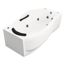 Perspectiva izquierda de la tina Milenium Emporium TotalSpa™ con faldón lateral, ideal para interiores contemporáneos.