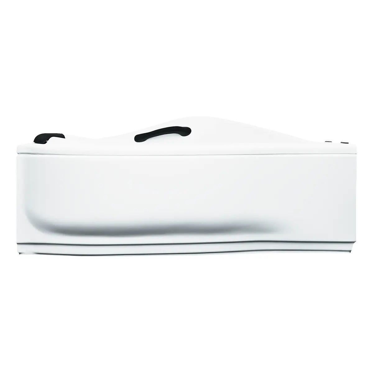 Vista lateral de la tina Milenium Emporium TotalSpa™ con faldón lateral y cabecera acolchada, perfecta para baños interiores modernos.