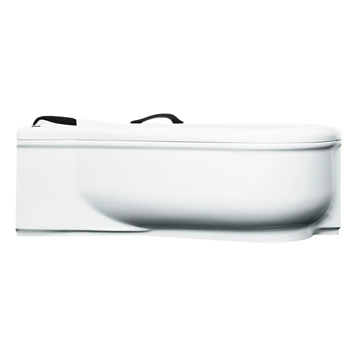 Vista lateral de la tina esquinera Milenium Paladium TotalSpa™ con faldón completo, destacando sus líneas suaves y elegantes.