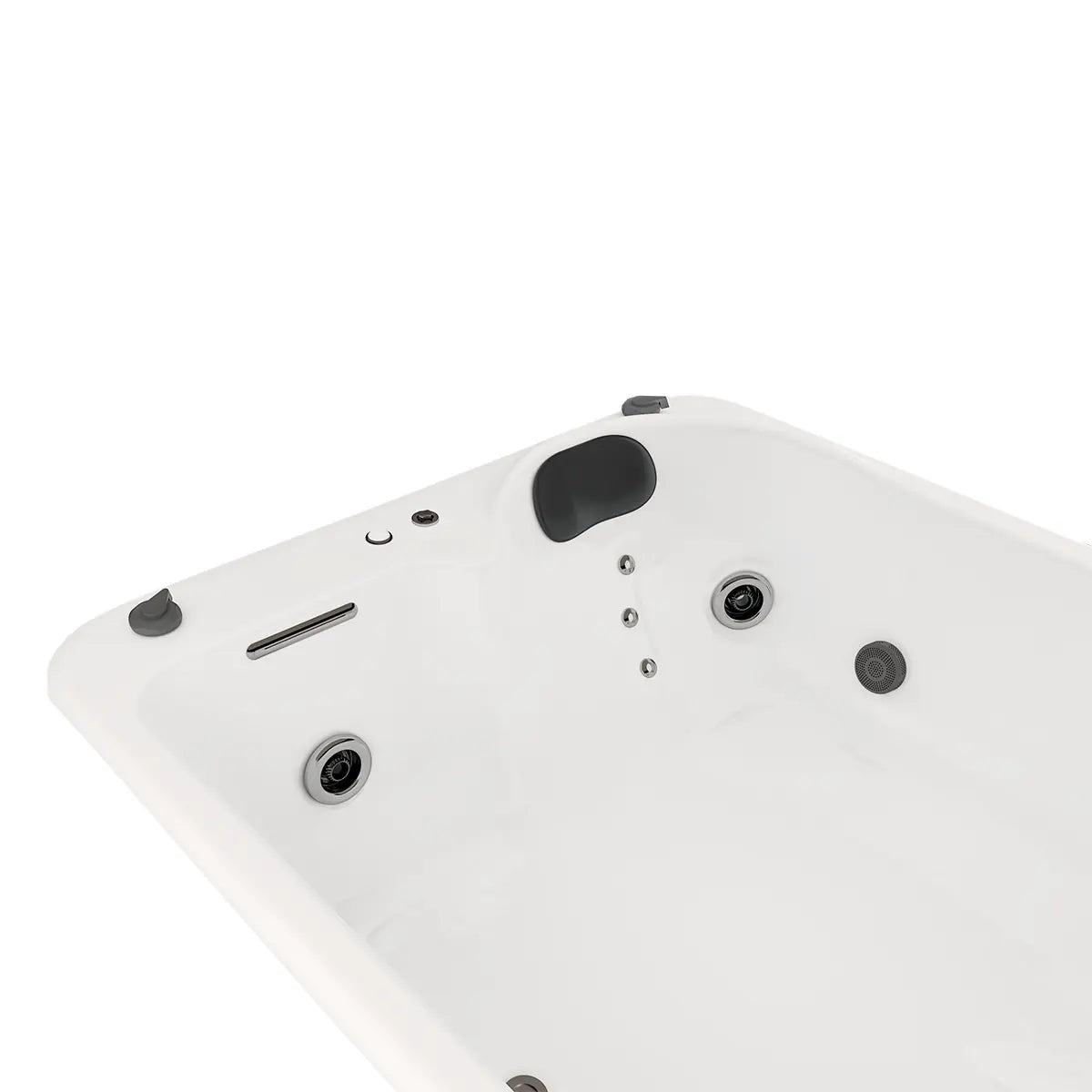 Detalle del acrílico Sensacryl de la tina de baño Dublín, con acabados premium y refuerzo estructural en fibra de vidrio.