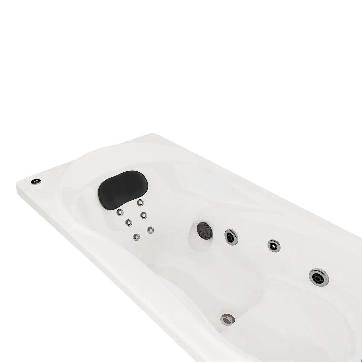 Detalle tina empotrada con acabado Sensacryl exclusivo de la tina Lola TotalSpa™, con refuerzo en fibra de vidrio y estructura térmica de poliuretano