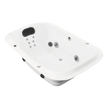 Perspectiva derecha de la tina de baño interior Tulla TotalSpa™, diseño rectangular para dos personas con sistema de hidromasaje.