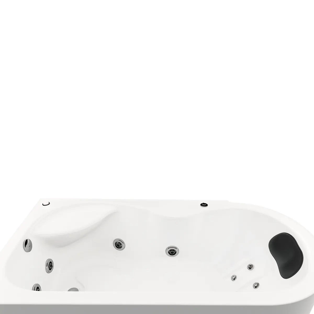 Acercamiento al sistema de hidromasaje de la tina 10-01 TotalSpa™, con 6 jets direccionales y 4 minijets lumbares para masaje relajante.