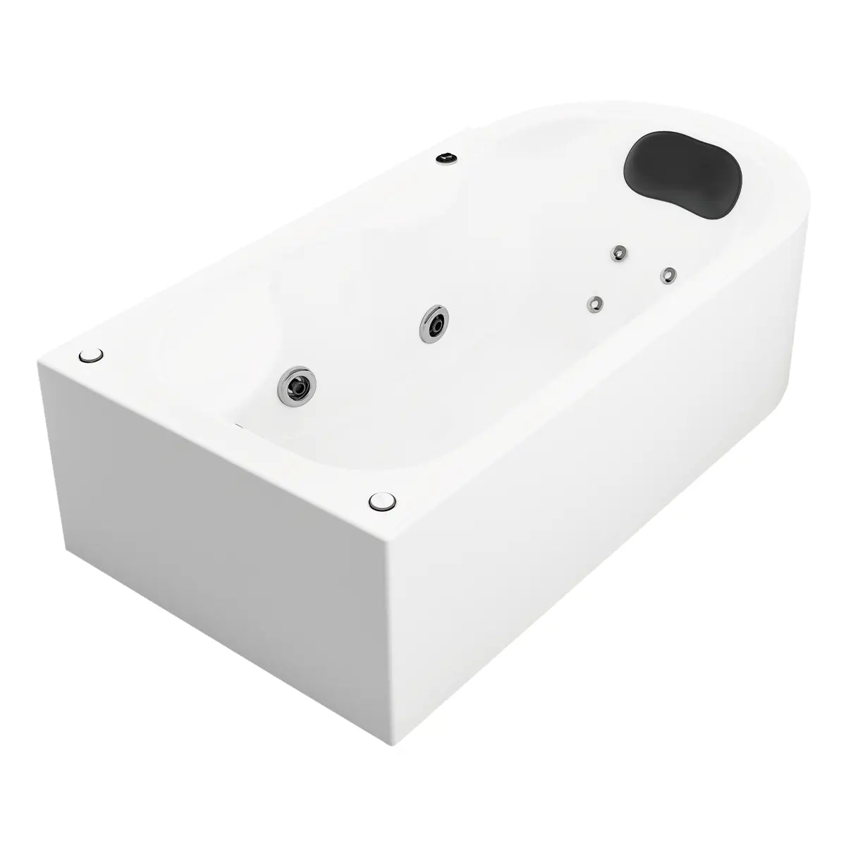 Perspectiva izquierda de la tina 10-01 TotalSpa™, modelo rectangular sin faldón con acabado brillante y diseño funcional.