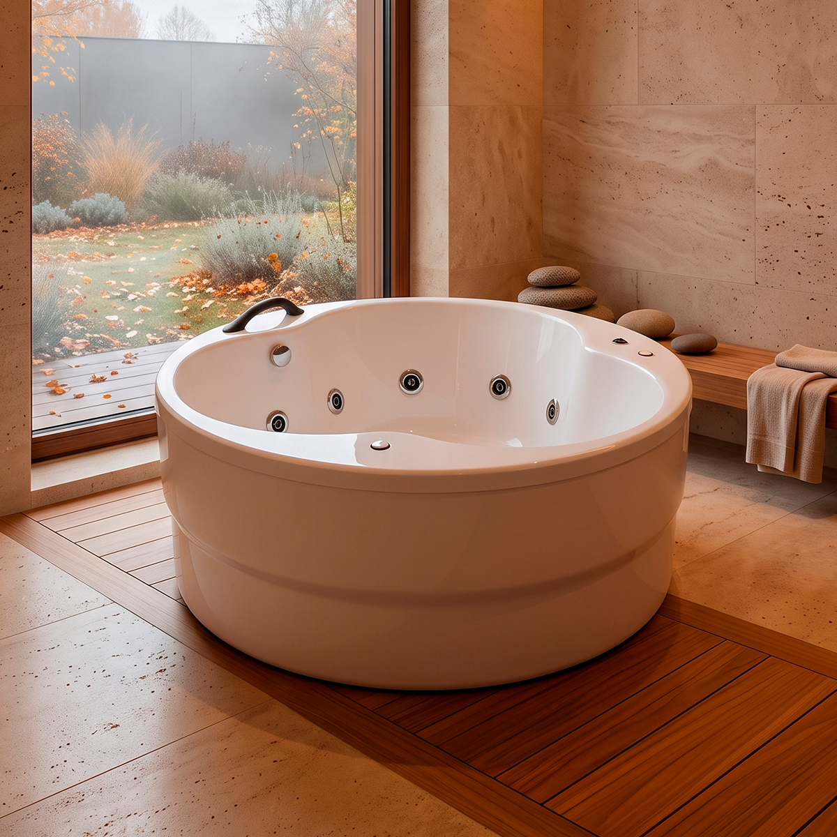 Elegancia compacta para un baño individual | tina de baño Freestanding modelo 100-010