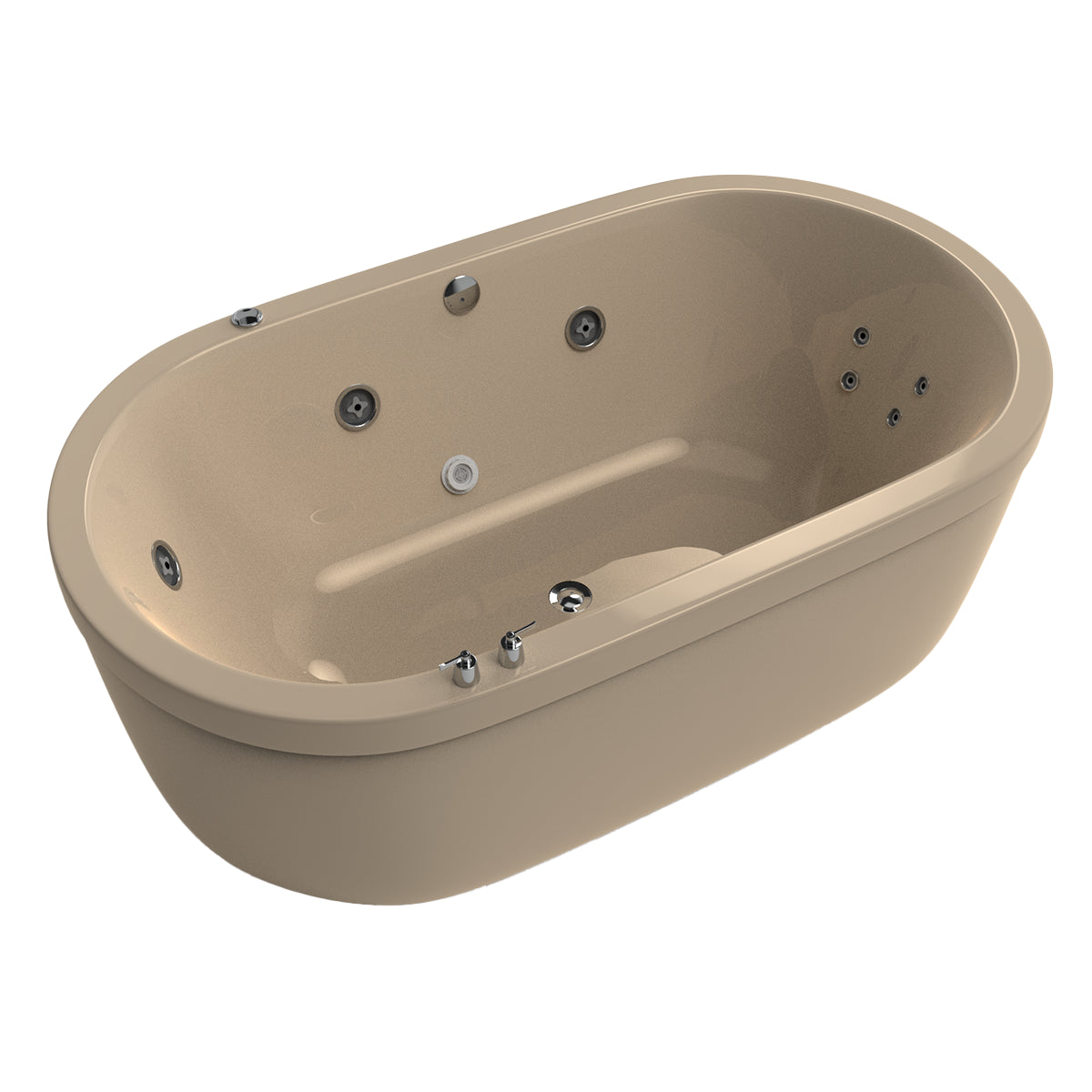 Tina freestanding color beige del modelo 100-03 con sistema de hidromasaje