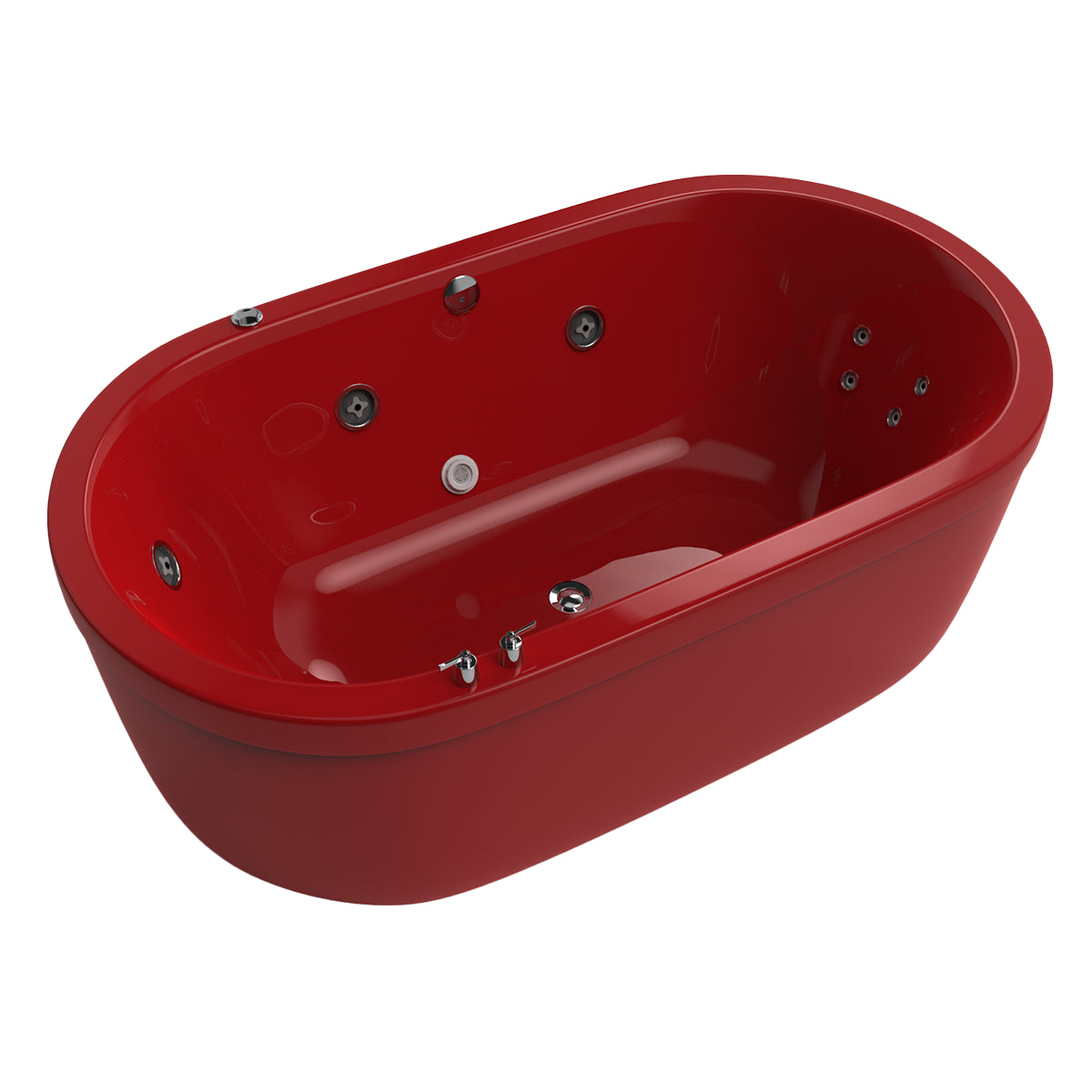 Tina freestanding color rojo cereza del modelo 100-03 con sistema de hidromasaje