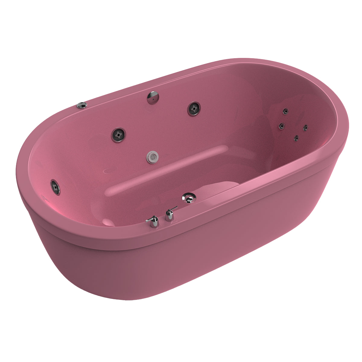 Tina freestanding color rosa fresa del modelo 100-03 con sistema de hidromasaje