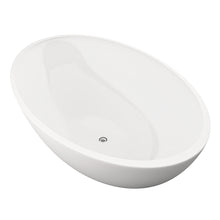 Tina freestanding 100-05 en vista angular derecha, diseño ovalado sin jets de hidromasaje
