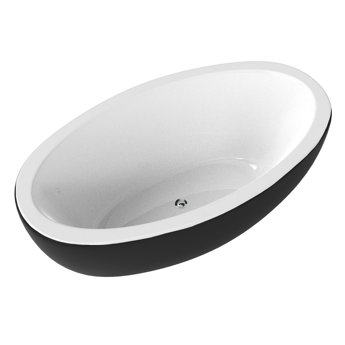 tina freestanding ovalada bicolor del modelo 100-06 con exterior negro e interior blanco brillante